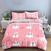 Cute White Dogs with Pink Bows Bedding Duvet Cover Set  (1*Duvet Cover 2*Pillowcases, Without Duvet Insert)