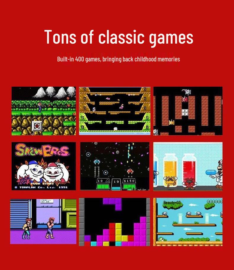 Klassische Retro-Handheld-Spielekonsole: 400-in-1 mit Einzel- und Doppelspielermodi