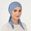 Solid Color Muslim Headscarf Hat Thin Summer Rhinestone Hijab Caps  Ramadan