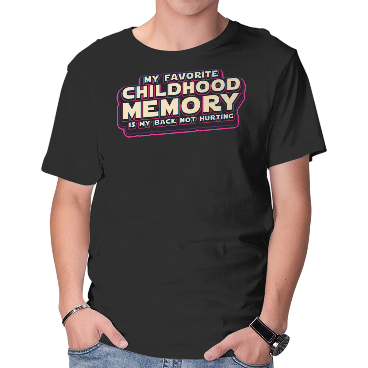 Unisex Crew Neck T-Shirt My Favorite Childhood Memory Graphic Short Sleeve Casual Tee XS
