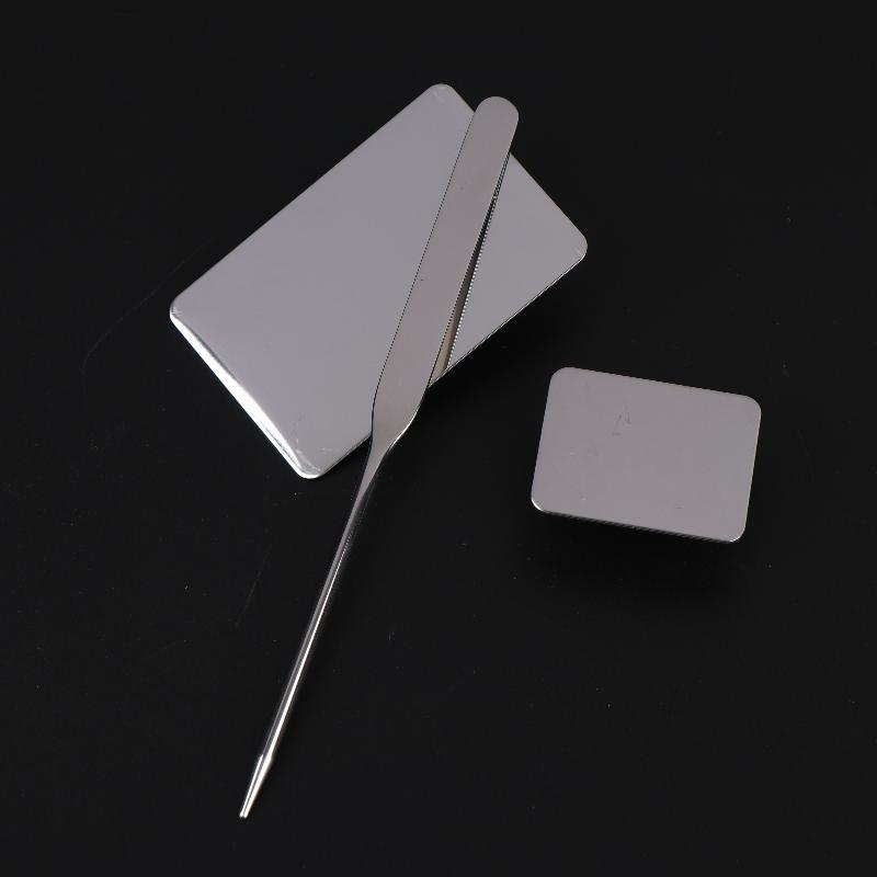 Premium Stainless Steel Makeup Palette 2Pcs Set with Rod Smooth Surface for Personal Daily Cosmetic Mixing
