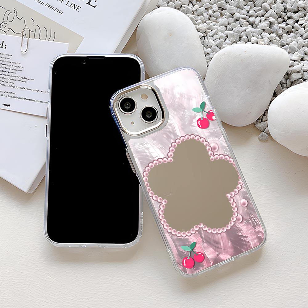 Shellfish cherry for apple 17 mobile phone case iphone16 flower mirror 15promax high definition makeup mirror