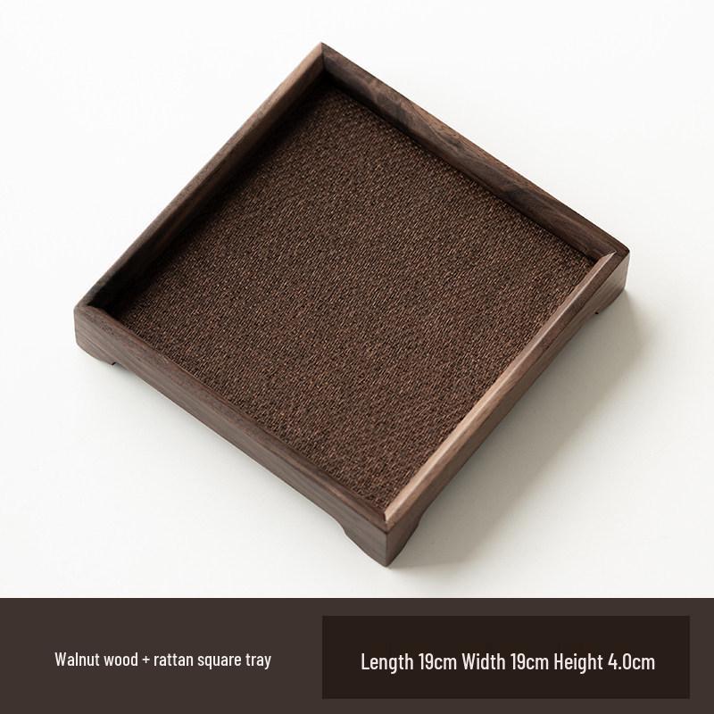 Light Luxury Chinese Walnut Wood Tray: Retro Dinner Plate, Fruit Bowl, Tea Tray, Coaster, Tea Set Accessory
