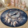 Minimalist Round Gothic Multicolor Accent Rug, Non-Slip Floor Mat for Family Room