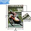 Hisun Tin Sign HD Tin Sign Vintage Kreidler  World Champion Jan de Vries Retro Metal Tin Sign for Garage Wall Decor