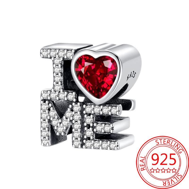 Breloque Pendentif Perles Cœur Rose Scintillant Cuivre Compatible Bracelet Original Pour Femmes Bijoux Cadeaux Saint-Valentin