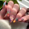 Wearable Manicure Almond Fake Nails Spring Press On Nails Detachable 3D Long Fake Nails  Girl