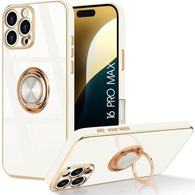 Funda de Silicona - Elegante - para iPhone 16 Pro Max - Flexible - Antichoque - Anillo giratorio 360°