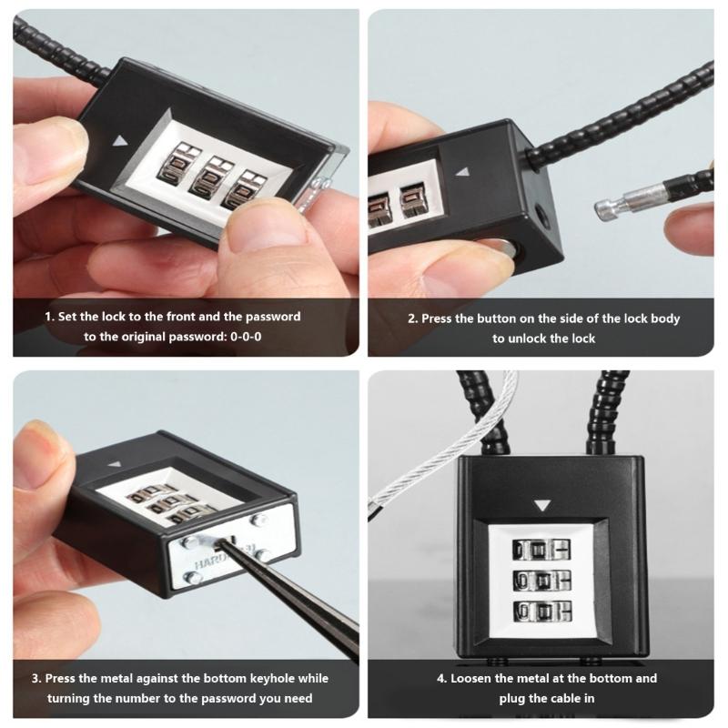 Cable Lock for Cycling Helmets Backpacks Luggage Security Combination Password Cable Padlock Motorcycle Helmets Lock