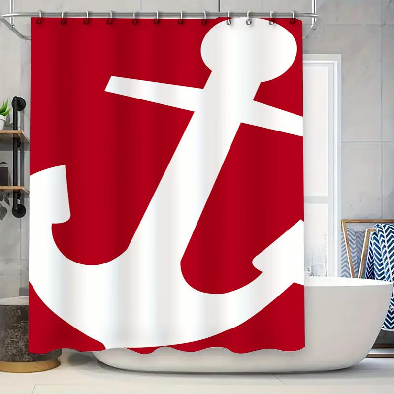 

Large Anchor Red Shower Curtain Waterproof Bathroom Decor For Home Living Room Decoration White Tpu Waterproof Shower Curtains 3 W60H190(CM)-1 Pcs