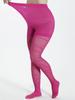 Women's Plus Size Abstract Linear Jacquard High Rise Pantyhose - 40 Denier Stretchy Stockings for Casual Wear