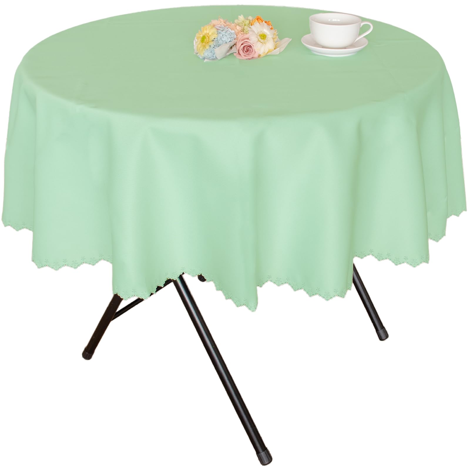 

Flame-retardant green tablecloth for round tables (145cm), solid color, suitable for conference tables (events and exhibitions), made in Japan