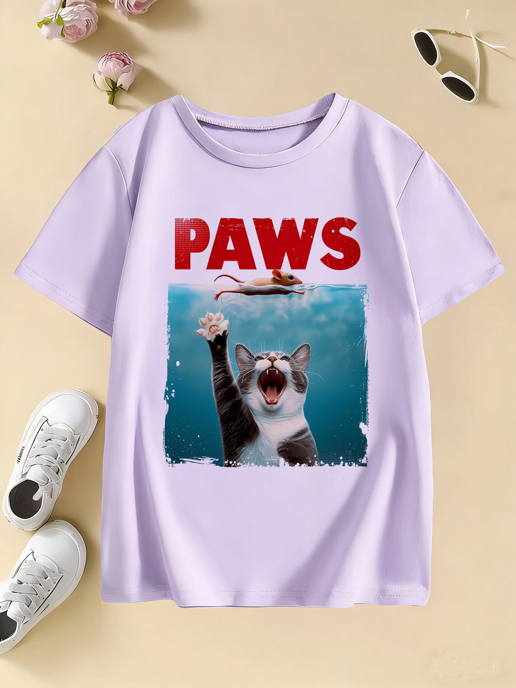 Swin Cat Design Printed T Shirts Kids Children s T-shirt Boys Girls Summer Spring Casual Top Tee 110