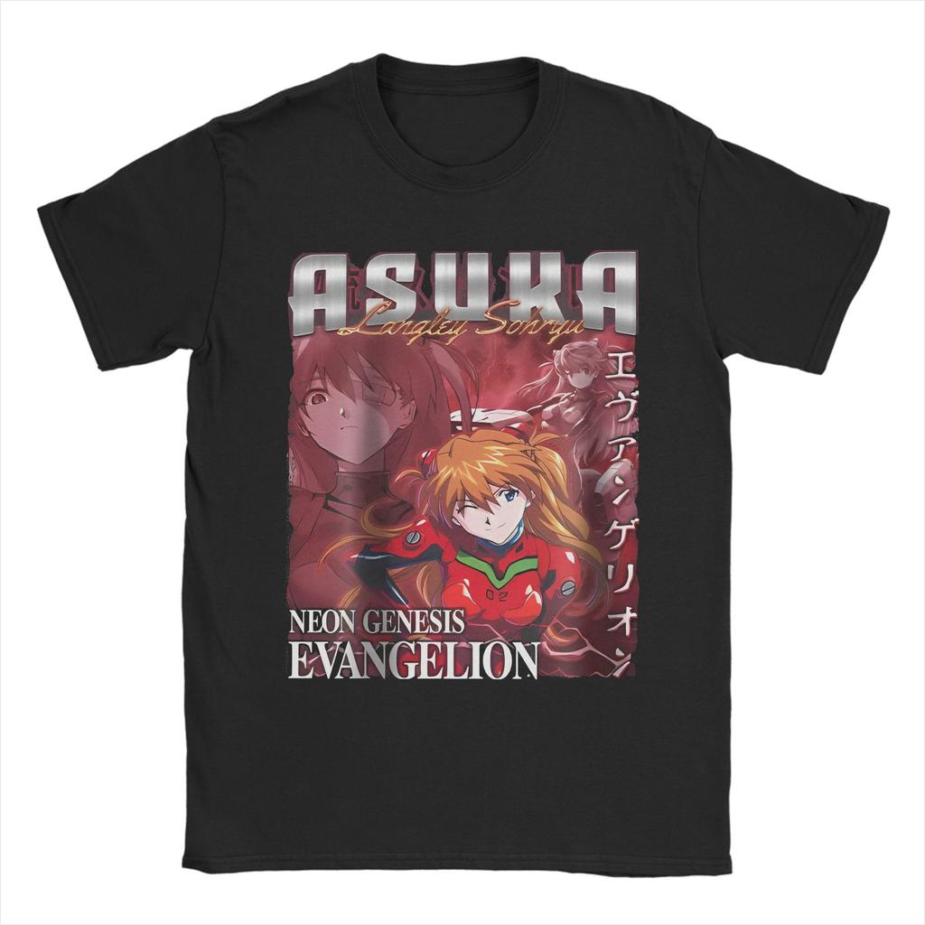 Novelty EVA Asuka T Shirt Unisex Round Neck Short Sleeve Tops Anime Manga Cute Girl Cotton Summer Top Tee