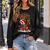 Damen lässiges Weihnachts-Print Rundhals-Oberteil, Feiertags-Grafik-T-Shirt für Partys und den Alltag