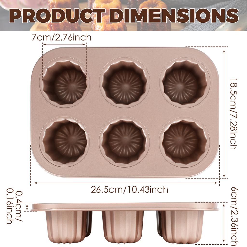 Carbon Steel Canele Mold 6/9/12 Cavity Non Stick Canelé Mold Cake Pan Chocolate Muffin Baking Pan DIY Cake Mold Baking Tools