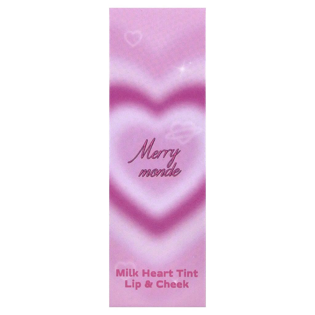 merrymonde Milk Heart Tint, Lèvres & Joues, 02 Lait Fraise, 5g