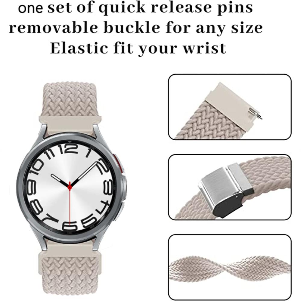 20mm 22mm Band for Samsung Galaxy Watch 7/4/6 Classic/5 Pro/Gear S3 44mm 40mm Nylon Braided Bracelet Correa Galaxy Watch 6 Strap