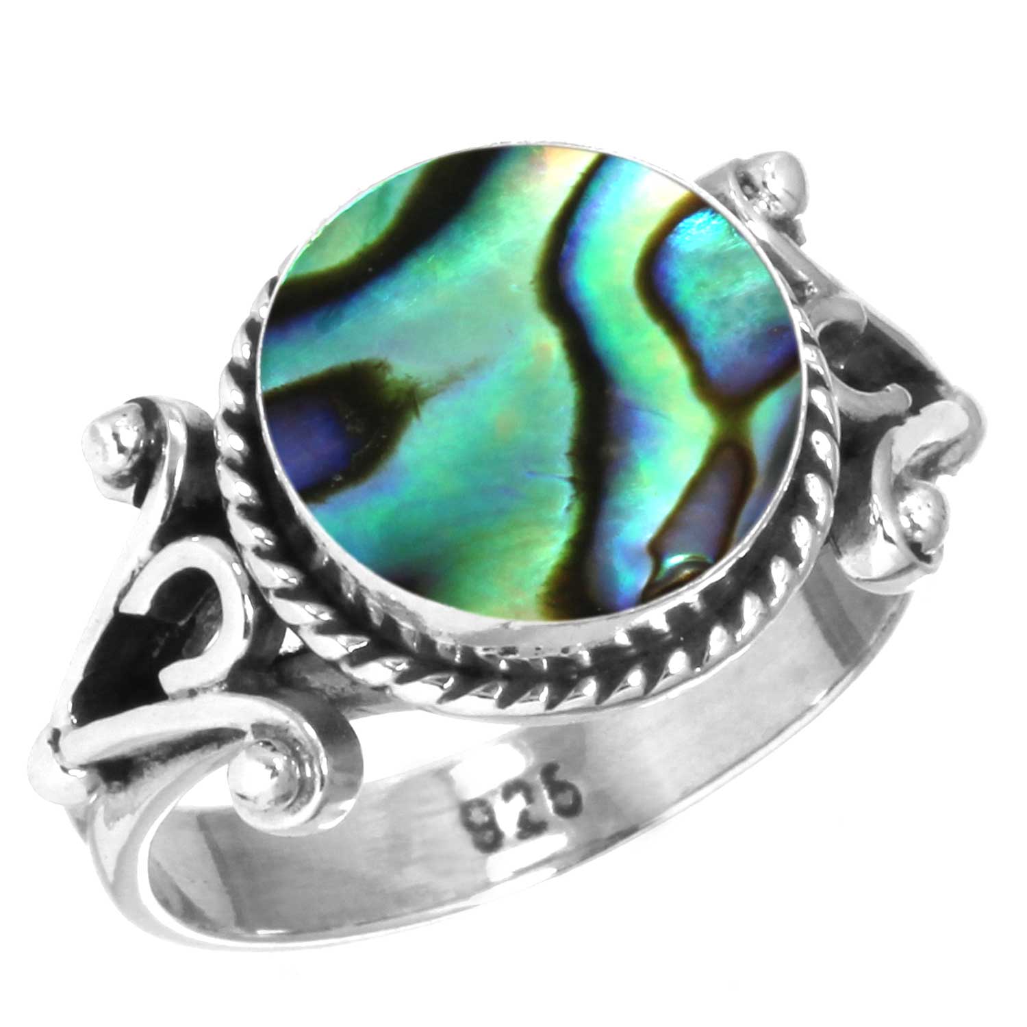 

Кольцо из стерлингового серебра 925 пробы с драгоценными камнями, ювелирные изделия ручной работы, подарок на День дружбы, аквамариновый халцедон, ракушка-ушка, синий солнечный камень, лабрадорит, пренит 7.5