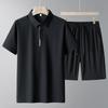 Men's Ice Silk Casual Polo and Shorts Sports Set