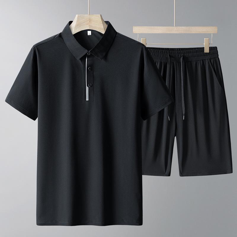 Men's Ice Silk Casual Polo and Shorts Sports Set