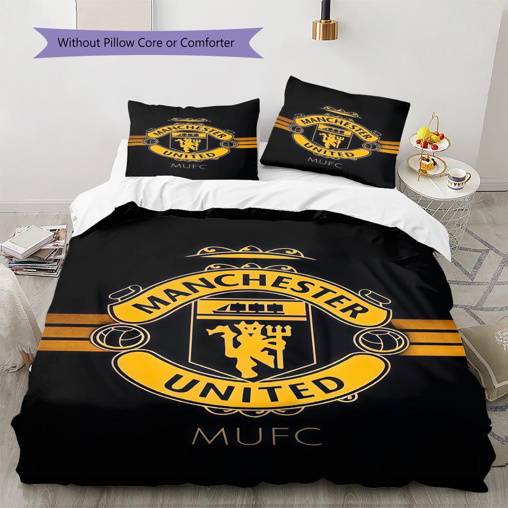 Set Lenzuola Trapunta Manchester United Copripiumino Federa Decorazione Casa Regalo di Compleanno (1 * copripiumino + 2 * federa, senza nucleo)