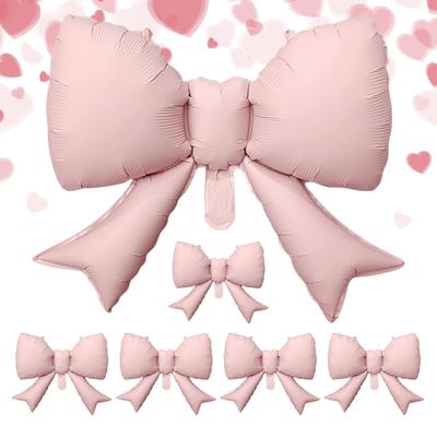 Bow Balloons 6Pcs Pink Bow Aluminum Foil Balloons Suitable for Wedding Bride Gift Gender Reveals Girls Birthday Party Decations