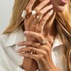Salircon 5 Stück/Set Unregelmäßige Imitation Perlen Öffnungsringe für Damen Punk Geometrisch Metall Goldfarbe Fingerring Schmuck Geschenke