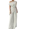 2026 Womens Off-Shoulder Sleeveless Solid Color Wide Leg Pants Set Casual Outfit