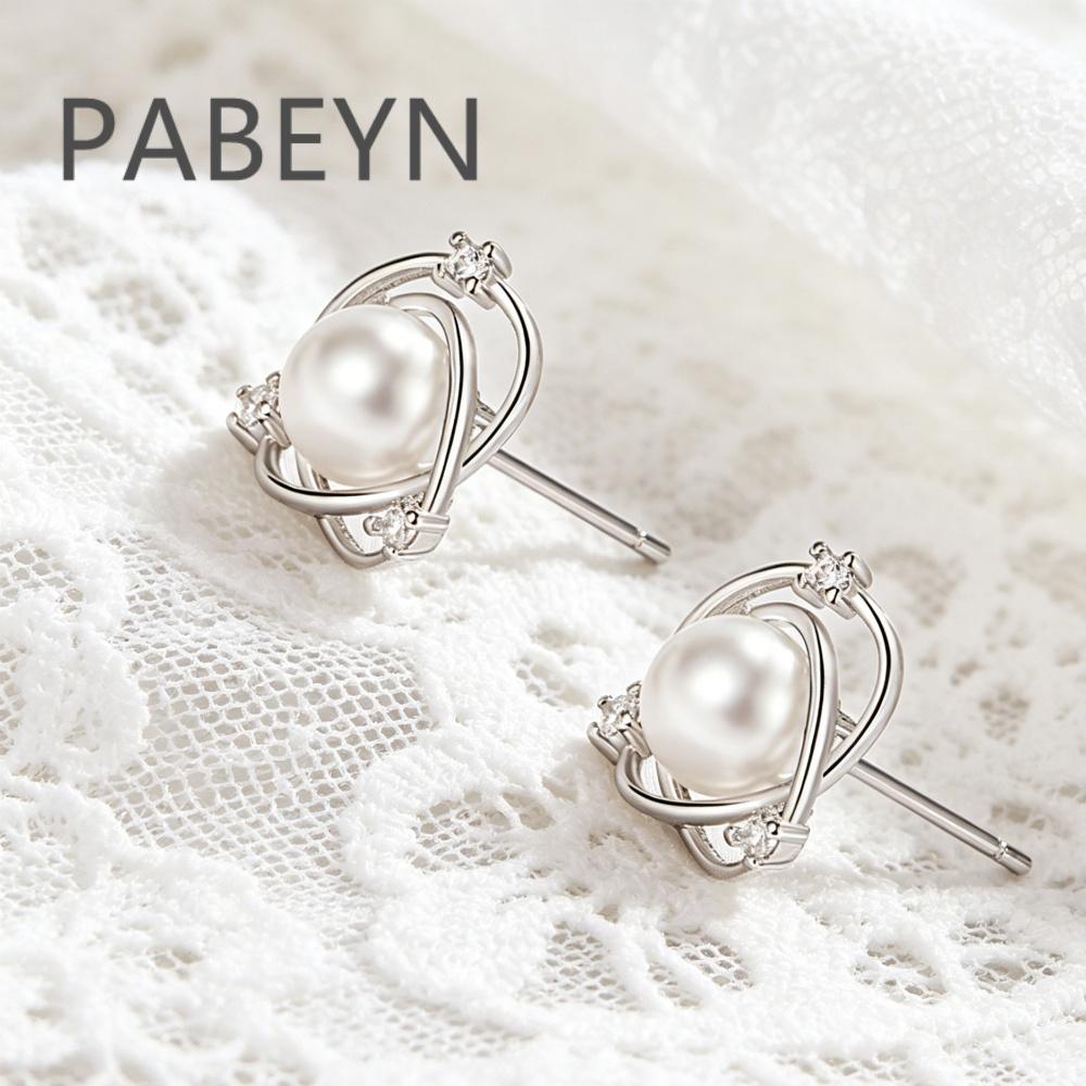 925 Sterling Silver Temperament Compact Wrap-around Pearl Earrings Inlaid with Zircon, Birthday Party Anniversary Gift