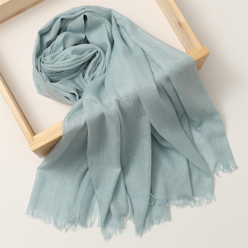 Foreign Trade Silk Scarf Cotton And Linen Headscarf Women'S Spring And Summer Solid Color Japanese And Korean Scarf Sun Protection Warm Shawl Hair