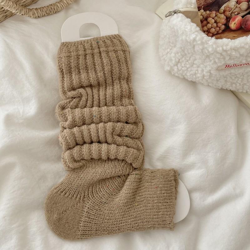 

Wool Socks Cover Stepping Socks Cover Thickened Warm Yarn High Tube Socks Versatile Knitted Stacking Socks One size fits all