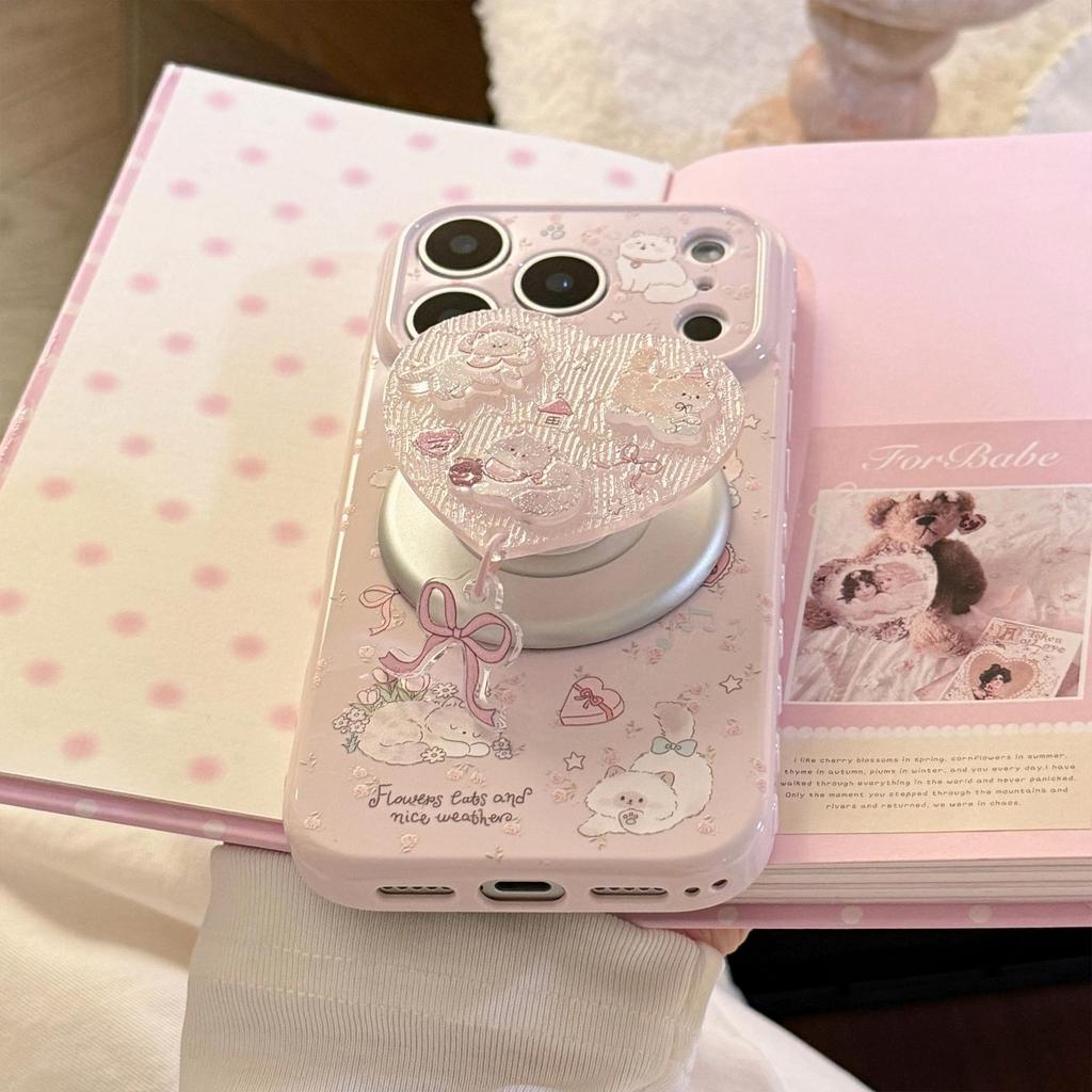 3D Cartoon Kitten Phone Case with Stand for iPhone 16, iPhone 17, and iPhone 17 Pro Max