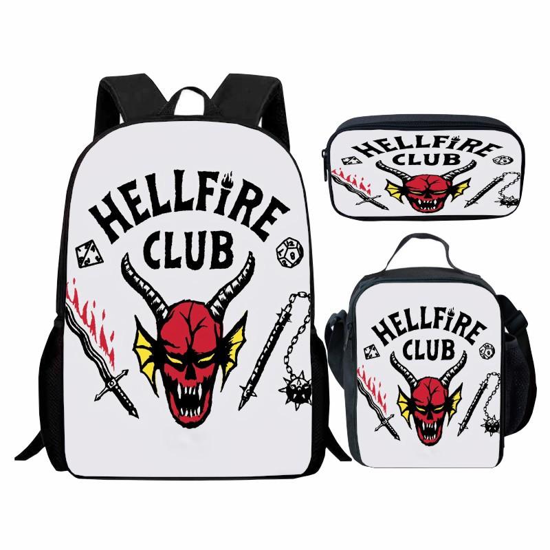 Stranger Things Peripheral Student Schoolbag Three-Piece Set, Cartoon Stragner Things Backpack Lunch Bag
