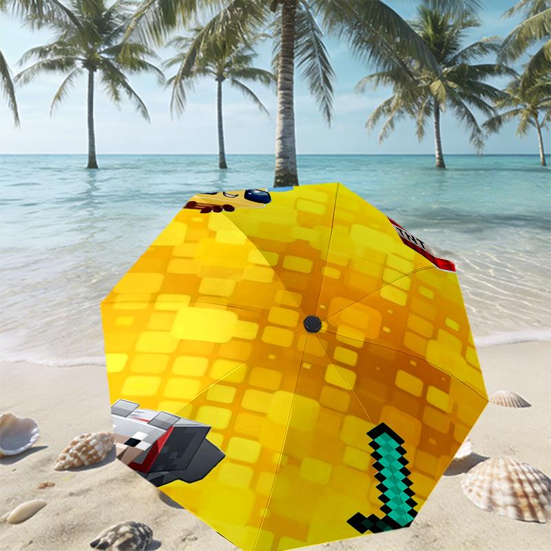 Minecraft Print Umbrella Automatic Opening/ Closing - Portable Foldable Design - Daily Use for Travel/Outdoor - Gift for Birthday