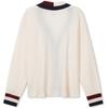 Tommy Hilfiger Classic American Vintage College Fashion Color-Block Button Loose V-Neck Comfortable Knit Sweater Women Sweater Off-White WW0WW39535