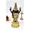 Lord Tirupati Balaji Gold Plated Black Terracotta Idol for Car Dashboard | Vishnu Ji Idol for Office Desk | Venkateswara Swamy Murti for Home |