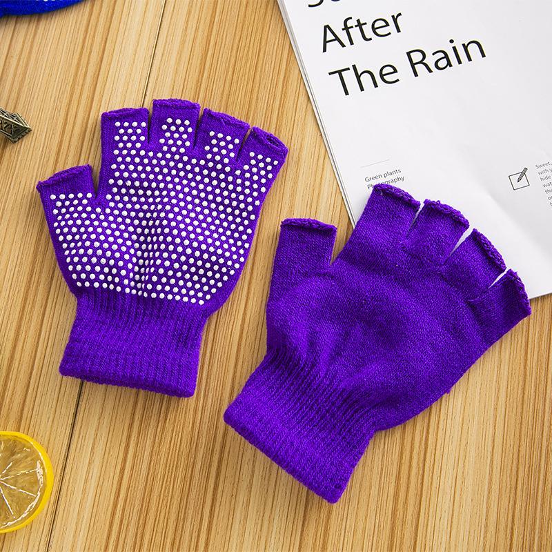 1Pair Women Men Yoga Gloves  Pilates Indoor Dance Fitness Training Half-Finger Gloves Anti-Slip Warm Open-Fingered Gloves