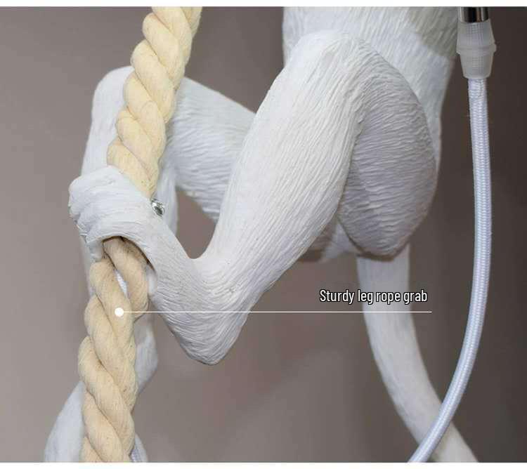 Industrial Style Monkey Lamp: Creative Hemp Rope Pendant for Restaurant, Kids' Room, or Store Display