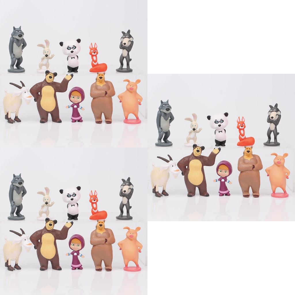 Entzückendes Mascha und der Bär Actionfiguren-Set Perfekt für Tortenaufsätze und Spielspaß