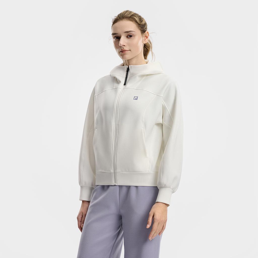 Fila Fitness Minimalist Classic Sports Training Casual Comfortable Versatile Hooded Jacket Women Jackets Cotton-Candy-White A11W611502FIV