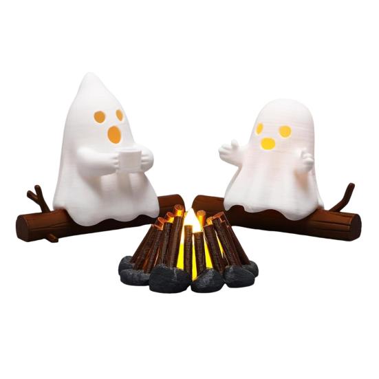 

Хэллоуин Призрак Костер Собрание Ночник Жуткая Статуэтка Украшение 3D Печать Украшение Книжной Полки Домашний Декор Акцент A