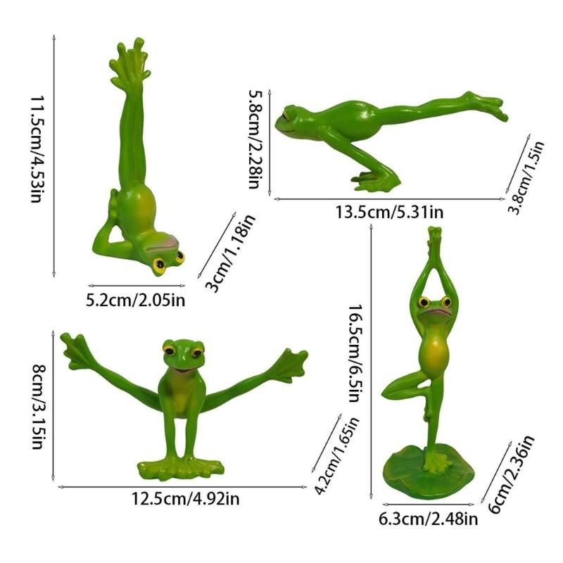 Set von 4 Kreativen Harz Yoga Frösche Figuren Dekorationen 4 Verschiedene Yoga-Haltungen Frösche Skulptur Statue Sammlerfiguren