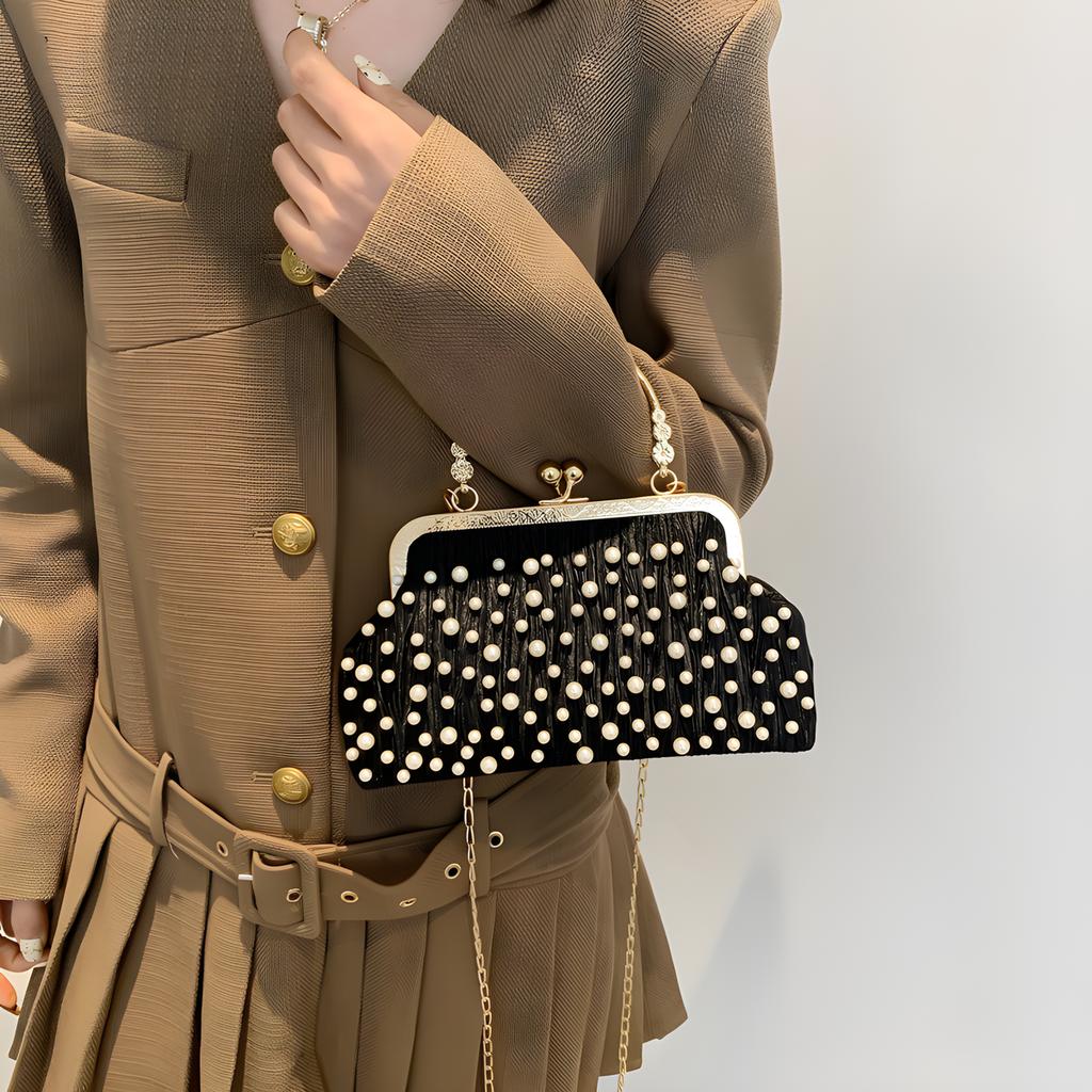 Pearl Clutch Purses for Women Evening Handbag Wedding Bridal Crossbody Bag for Women Prom Wedding Party Clutch