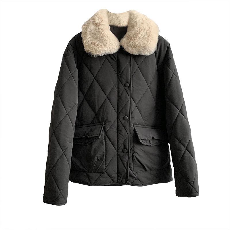 Women Winter Fur Collar Long Sleeve Solid Color All Match Warm Coat For Ladies Fashion Zipper Loose Chic Jacket