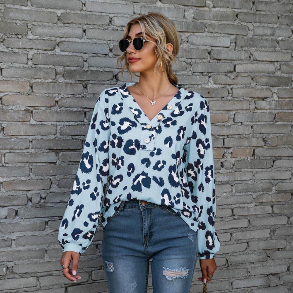 V-neck Off Shoulder Long Sleeve T-shirt 