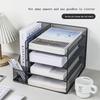 Paper Letter Tray Storage Box with Bookend, 4-layer Desktop Accessories and Work Space Storage Box, Desk Storage