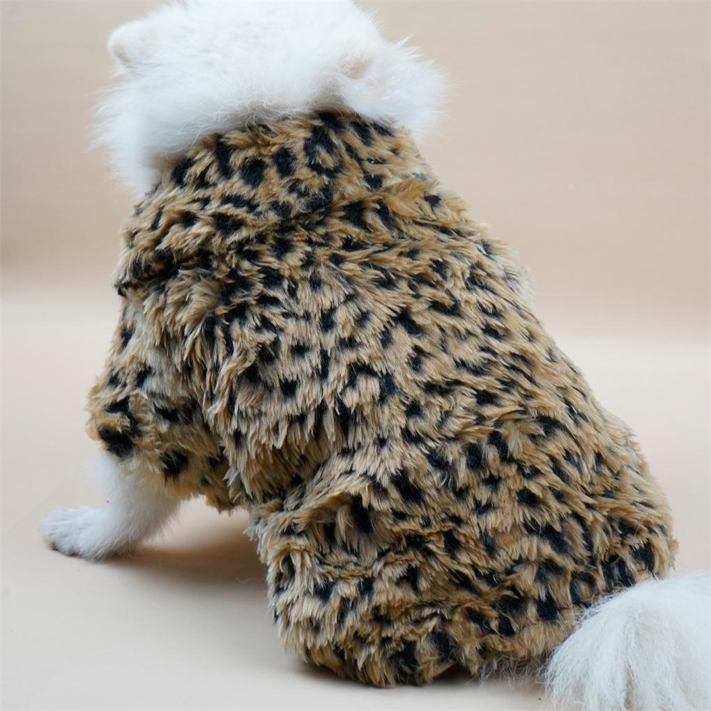 Pet Clothes Soft Leopard Printed Pets Clothing Animals Cold Winter Coat Wearing Supply for Christmas Holiday Festival Party