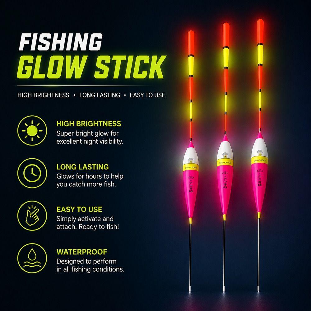 3pcs Mix Color Fishing Floats Set Mix Size Fishing Light Stick Buoy Bobber Floats  Outdoor Use
