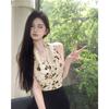 Summer wear French floral satin sling vest female chic pure desire hot girl sexy neck tube top
